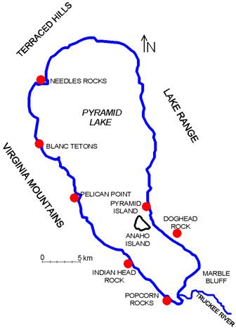 Locations of tufa sites